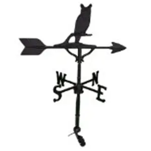 212 MAIN Cast Aluminum Owl Shape Weathervane, Montague Metal Products 200 Series, 32 In. Black Outdoor Weathervane with Adjustable Base