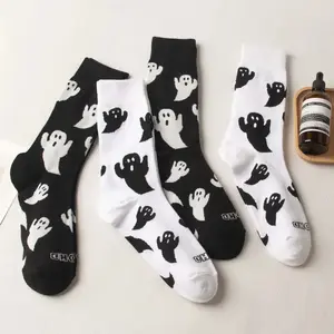 Halloween Harajuku Characteristic Couple Socks Funny Cosplay Outdoor trend Couple Sock Ghost Print Men/Women's Middle Tube Socks Casual Outfit Womenswear Piece