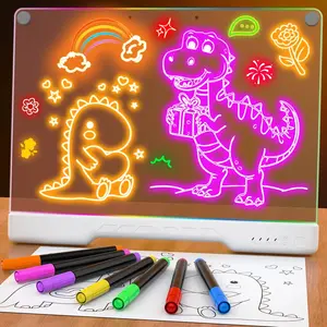 16" Acrylic LED Drawing Board for Kids & Adult, Acrylic Dry Erase Light-Up Drawing Board with Stand, Markers & Wipes, Erasable Reusable Board for Kids Learning, Perfect Birthday Gift