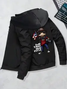 Men's 100% Polyester Sweatshirt, Puerto Rico Flag & Tree Frog Pattern, Casual Round Neck Zipper Fitted, Daily Wear, Casual Pullover Hoodies, Casual Hooded Sweatshirt