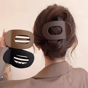 4pcs Oval Acrylic Hair Clips Set for Women, No Trace Flat Large Hair Clip, Solid Color Hair Clip, Elegant Minimalist Frosted Solid Color Hair Clips for Daily Wear