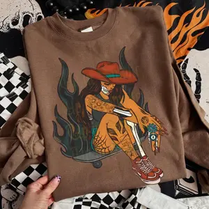 Keep in Rollin Crew Sweatshirt, vintage western graphic tees, western outfits women, women's graphic tees, western clothing, cowgirl outfits stuff, country concert outfits, western tops stuff clothes Casual Comfort XBS