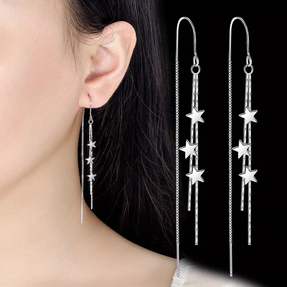 Long Tassel Chain Star Earrings for Women Fahsion Jewelry tassel decor