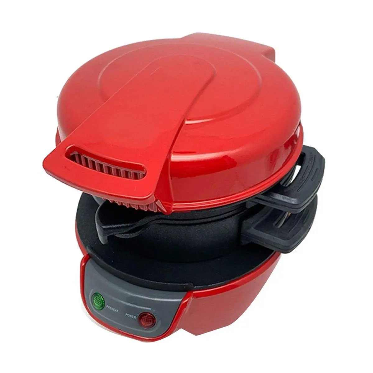 Red Breakfast Sandwich Maker - Electric Single-Serve Cooker with Non-Stick Aluminum Plates, 1 Burger Press, AC110V, Ideal for Quick Custom Meals, Birthdays Gift for Culinary Enthusiasts, Students