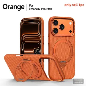 Grids Pattern PU Leather For Magsafe Protective Shockproof Case For iPhone 17 16 Pro Max 17Pro Matte Magnetic Metal Ring Wireless Back Cover