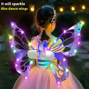 Electric Butterfly Wings, Adjustable Fairy Glowing Wings, Kids Colorful Angel Wings, Girl Toy, Birthday Christmas Cosplay Props, Led Costume, Random Colors