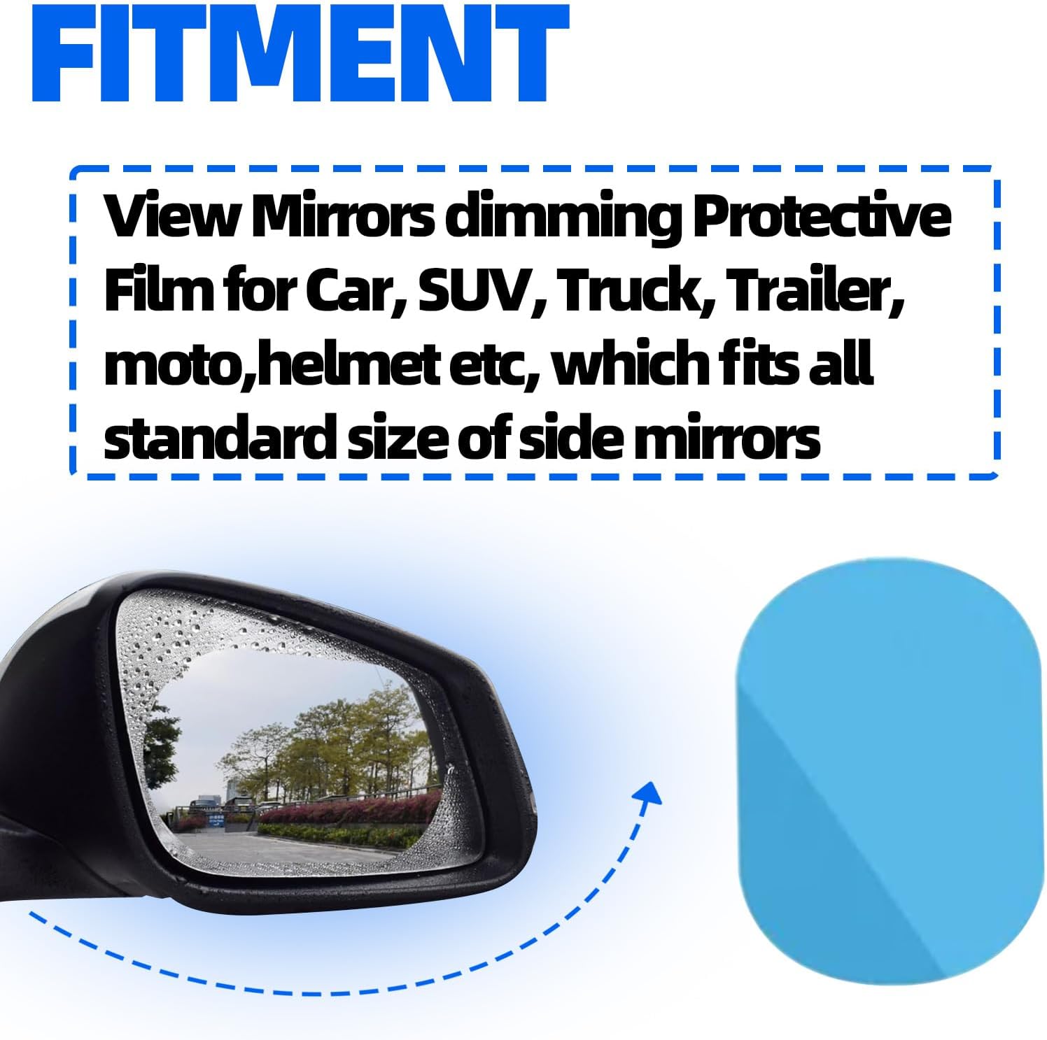 2 PCS Car Side Mirror Tint, Waterproof and Anti-Glare Rear View Mirror Film, High-Definition Anti-Fog Protective Film, Universal Automobile Rearview Mirror Rainproof Film