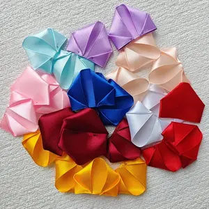 100 Pieces Ribbon Rose Petals Forver Eternal Flower Silk For DIY Bouquet Handmade Gift Materials