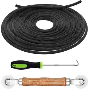 3-in-1 Screen Repair Kit, Screen Repair Tools Including Roller, 0.14in x 32.8ft Spline, Removal Hook for Replacing & Installing Door Window Screens