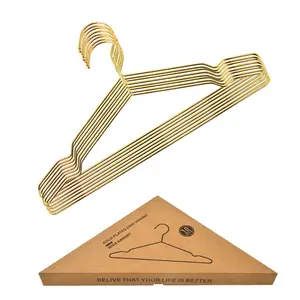 Gold Hangers, Rose Gold — Ultra-Thin Metal Hangers, Heavy-Duty Coat Hangers (Suitable for Dresses, Skirts, Trousers, Bras, and Lingerie) — Space-Saving Steel Wire Suit Hangers — A Great Closet Organization Aid — Dorm Essential — Pack of 10