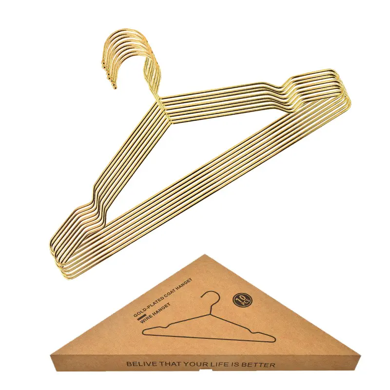 Gold Hangers, Rose Gold — Ultra-Thin Metal Hangers, Heavy-Duty Coat Hangers (Suitable for Dresses, Skirts, Trousers, Bras, and Lingerie) — Space-Saving Steel Wire Suit Hangers — A Great Closet Organization Aid — Dorm Essential — Pack of 10