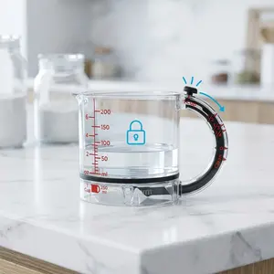 Dreamfarm Upcup All-in-1 Adjustable Measuring Cup, Metric & Imperial Measurements up to 1 Cup - Black/Clear 4-in-1 Adjustable Measuring Cup with Base, Multi Measurement for 1/4 to 1 Cup, ML/OZ, Scraper Base for No Waste Summervibe