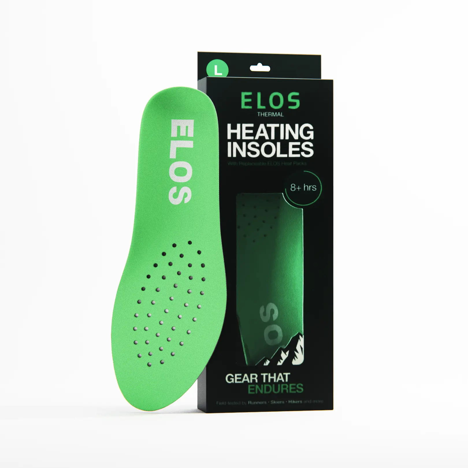 ELOS Heating Insoles Starter Pack Size Medium - Trim-to-Fit Reusable Inserts with Air-Activated Heat Packs for Hunters Skiers & Runners - 8+ Hours of Warmth