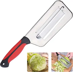 Stainless Steel Vegetable Cutter, Cabbage Shredder, Upgraded Double-Layer Slicer for Sauerkraut, Kitchen Knife with Sharp Blades for Slicing, Grating & Shredding (1 Pcs-Black-Red)