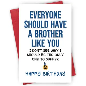 Humorous Brother Birthday Card with Envelope, 1/3/5 Counts Funny and Heartwarming Greeting Card, Birthday Gift for Brother, Greeting Card for Birthday
