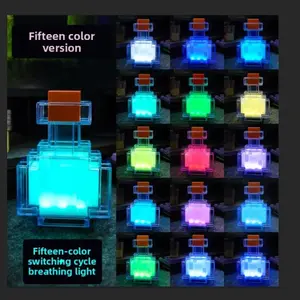 8/15color Minecrafte Game Night Light Change Color Liquid Medicine Bottle Night Light Type C Rechargeable Abs Light Changing Led Light for Cabinet Wardrobe
