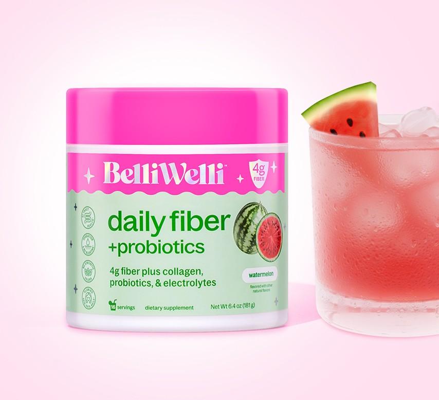 BelliWelli Daily Fiber + Probiotics + Collagen - Watermelon Health Fitness
