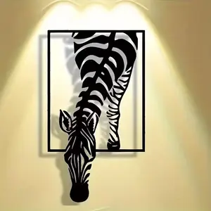 Metal Wall Art, 1 Count Zebra Pattern Wall Decor, Wall Hanging Decor for Home Living Room Bedroom Office, Home Decor, Room Decor, Bedroom Accessories, Hangable