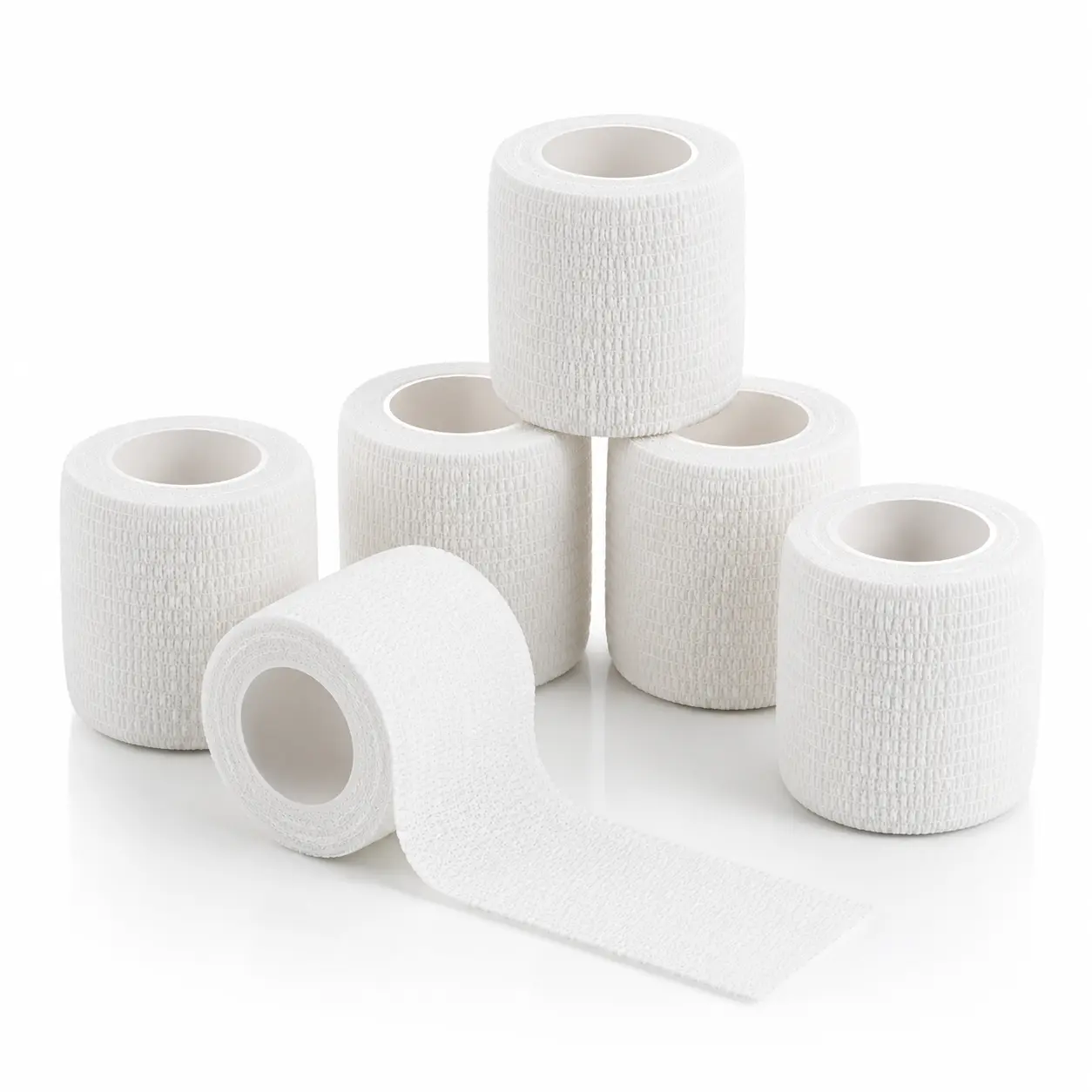 6 Rolls White Self Adhesive Athletic Wrap, Breathable Stretch Grip Tape for Sports, Workout & Pet Use