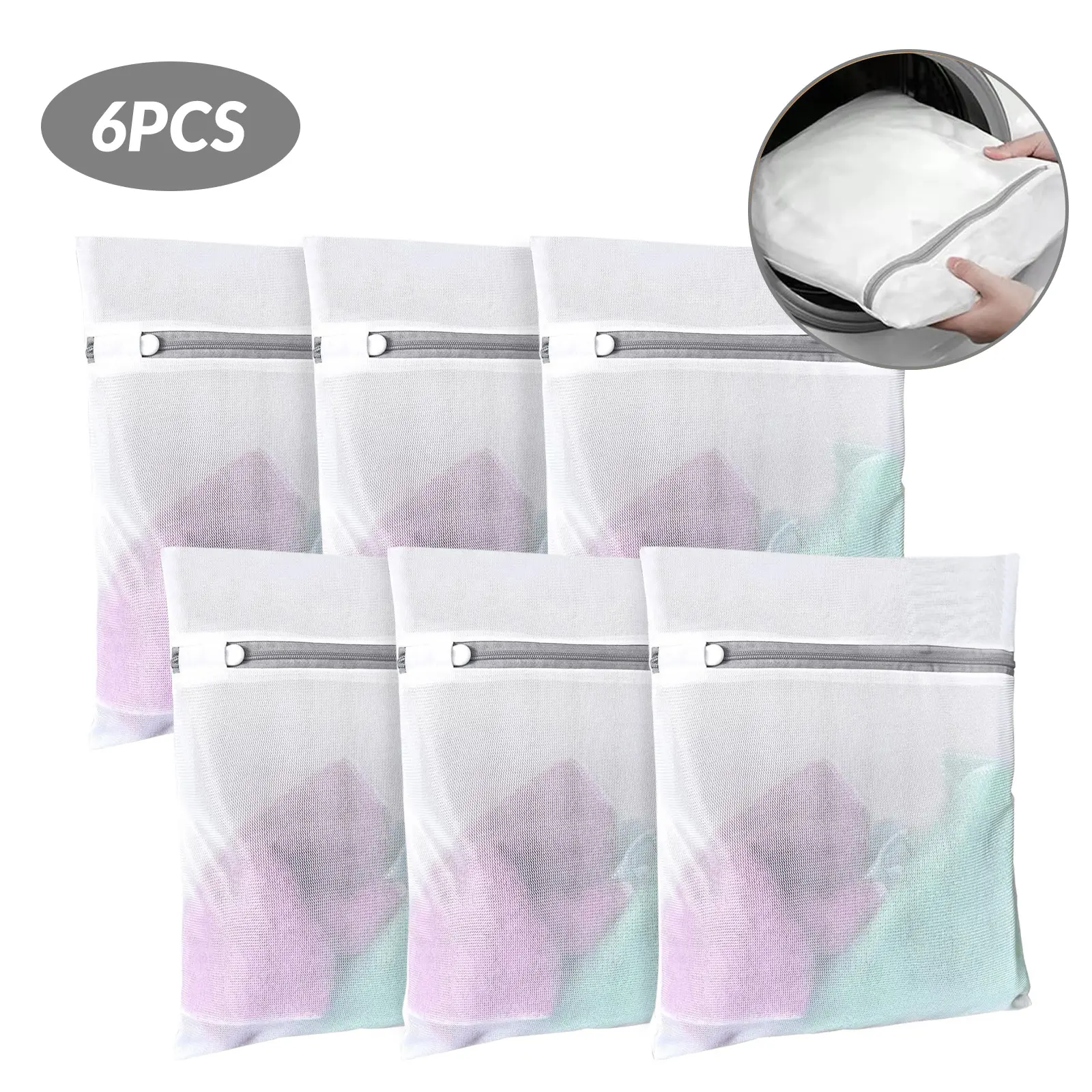 Sturdy Laundry Mesh Wash Bags with Adjustable Zipper, Home Laundry Accessories for Delicates, Blouses, Underwear