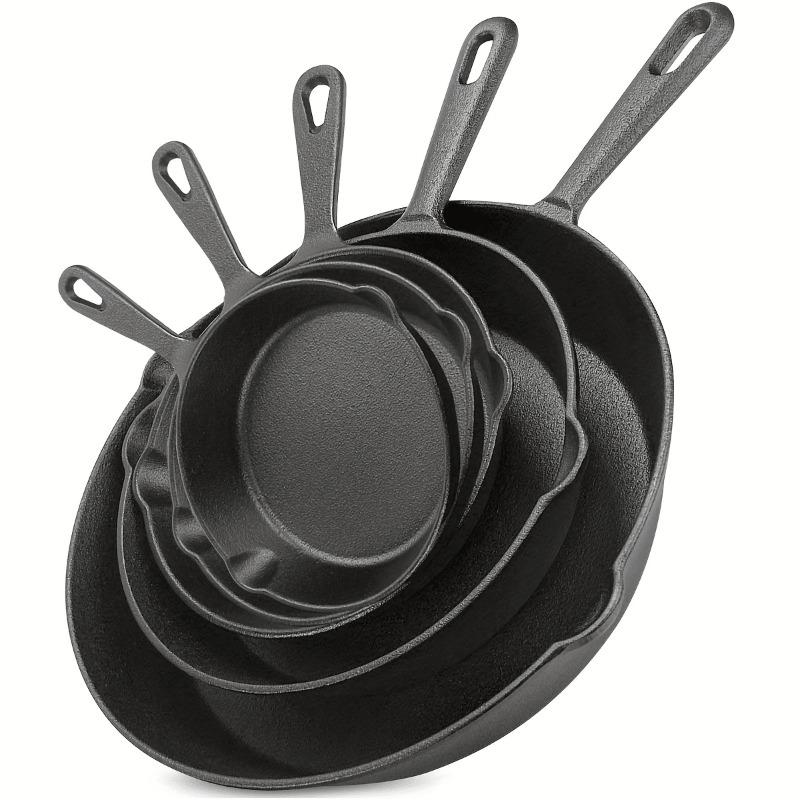 3/4/5PCS Cast Iron Skillet, Frying Pan With Drip Spout, Pre-Cooked Oven Cookware, Indoor And Outdoor Cooking For Camping, Grilling, Restaurant Chef Quality