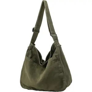 RIVEICH Canvas Hobo crossbody bag, multi pocket casual wallet, suitable for travel and work, neutral design, adjustable shoulder strap  chic tote bags purse messenger bag Daily Use-Cosmetics Summer large capacity crossbody wandering bag Summer Vibes