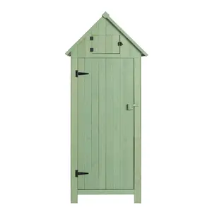 【Summervibes】UBesGoo Wooden Garden Shed - 30"x21"x70" Outdoor Storage Solution - Green Color