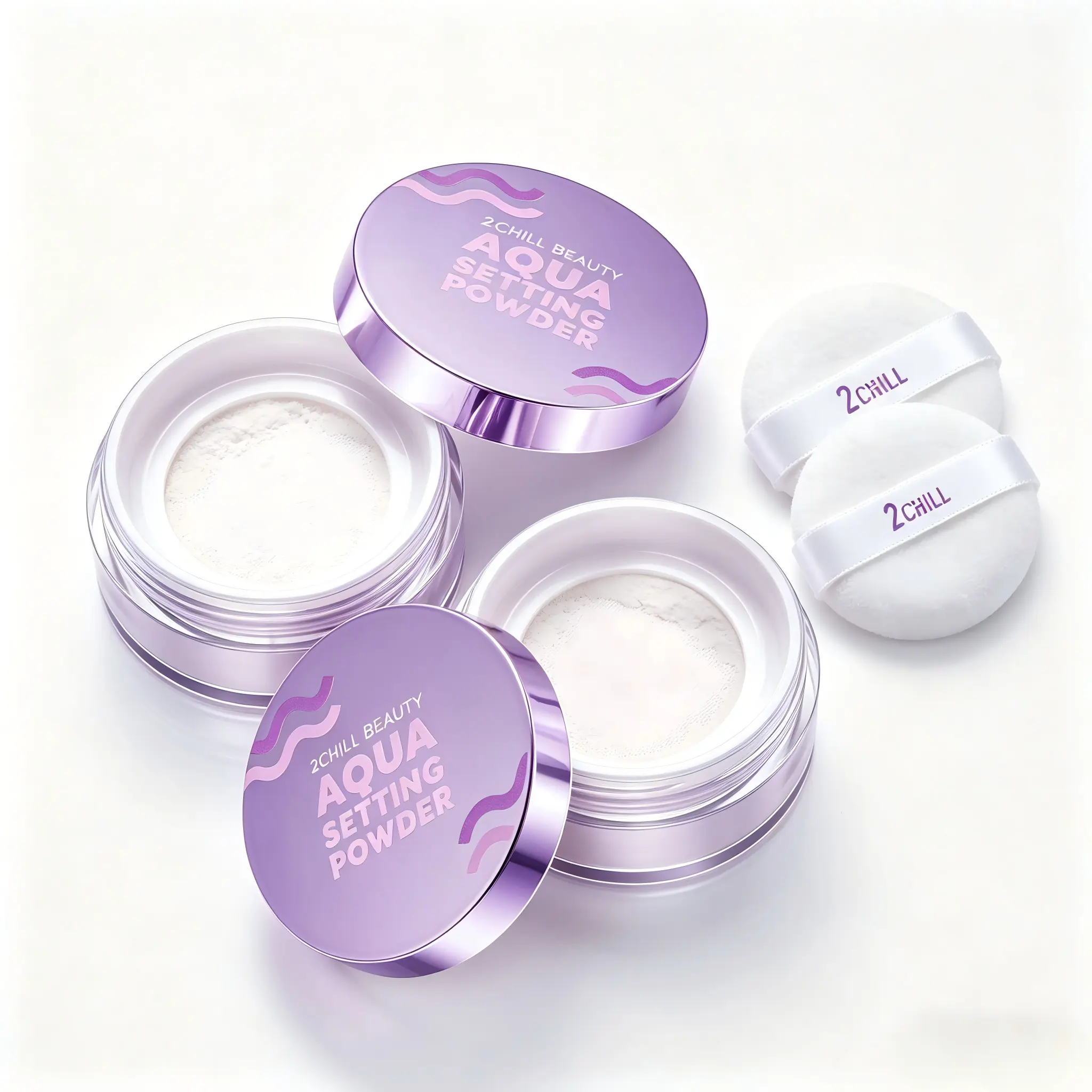 2 Boxes 2CHILL Aqua Setting Powder, Korean Skincare Makeup, Lightweight Matte Translucent Face Powder, Oil Control Long-Lasting Hydrating Cosmetic