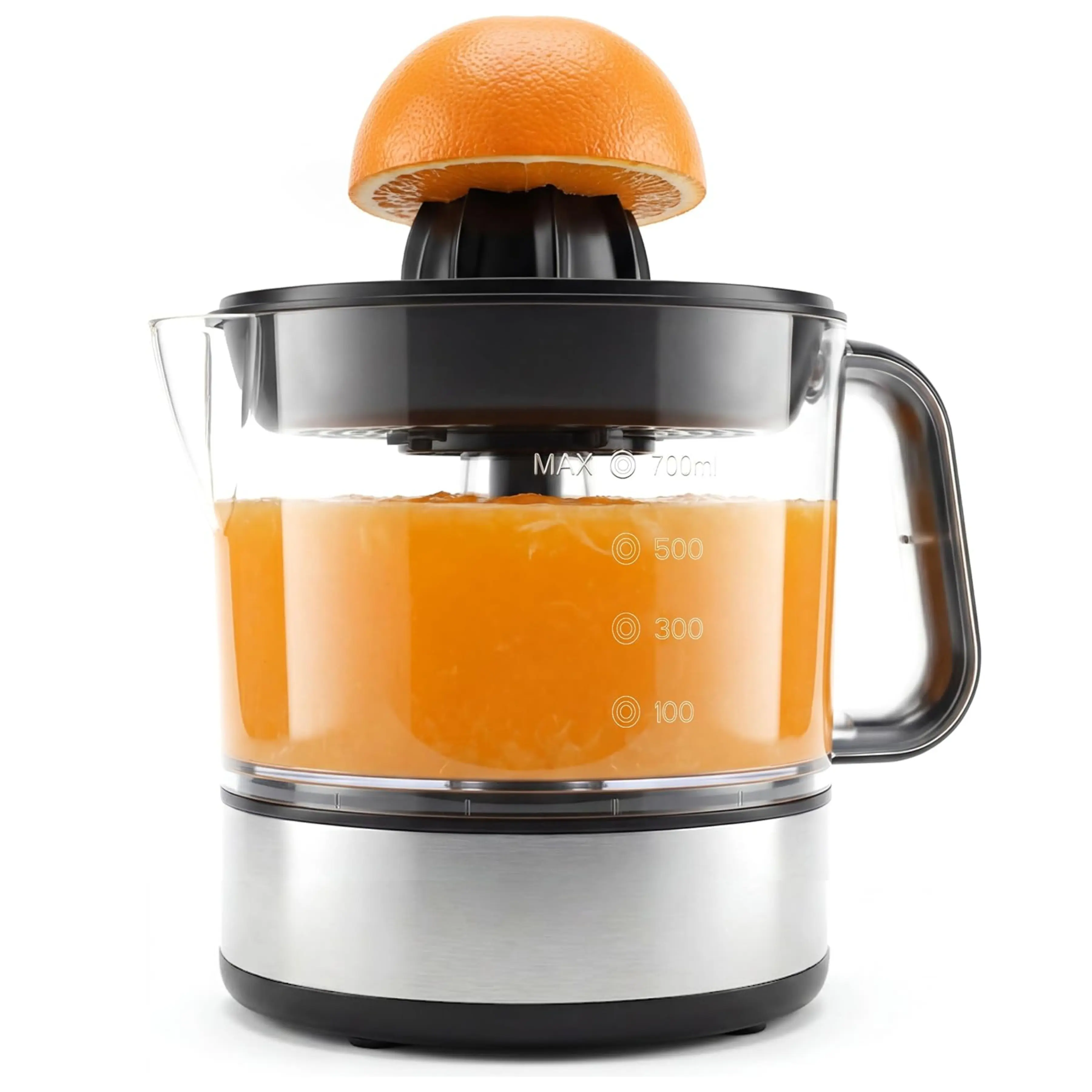 ETS623 BPA-Free 40W Electric Citrus Juicer - Auto-Reversing Reamer, 24oz Compact Countertop Juicer, Pulp Control, Easy Pour Spout, Black/Stainless Steel, Dishwasher Safe for Oranges, Lemons, Limes
