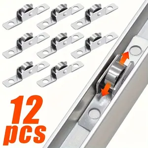 12-Piece Sliding Door Roller Set, Durable Metal Replacement Parts for Kitchen & Bathroom Cabinets, Smooth Operation, Easy Installation
