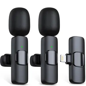 Wireless Mini Microphone for iPhone 7-14 iPad 2/1 Pack Plug-Play Lavalier Clip-on Mic for Recording Live Streaming Podcast Facebook YouTube Vlog 6H Battery 65ft Transmission