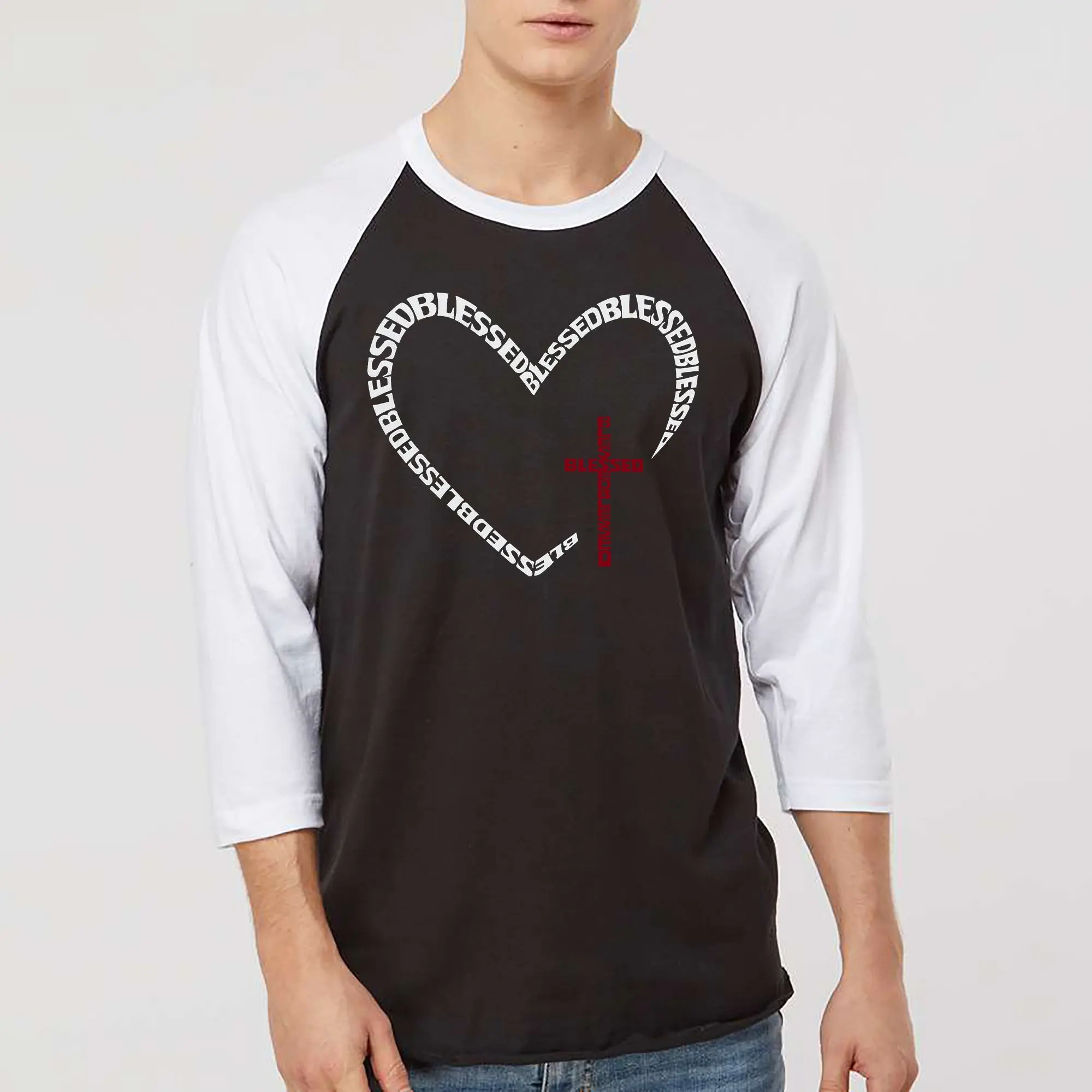 Blessed Heart - Men's Raglan Baseball Word Art T-Shirt