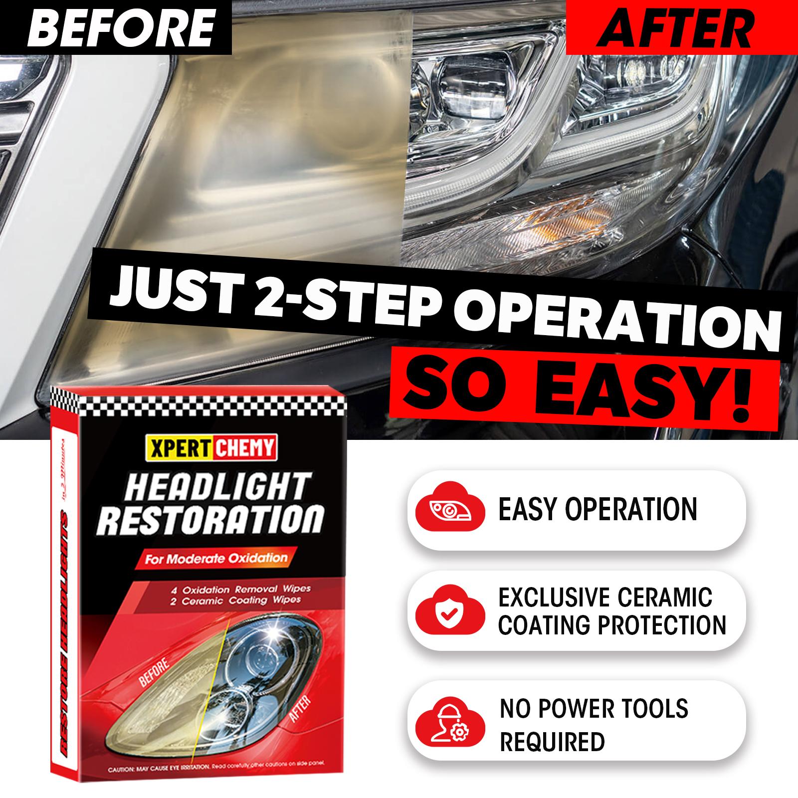 XPERTCHEMY Headlight Restorer Kit Fast-2 Step Process Headlight Restoration Kit for Removing The Moderate Yellowing, Haziness, and Oxidation It Provides with the Best Protection 18 Months