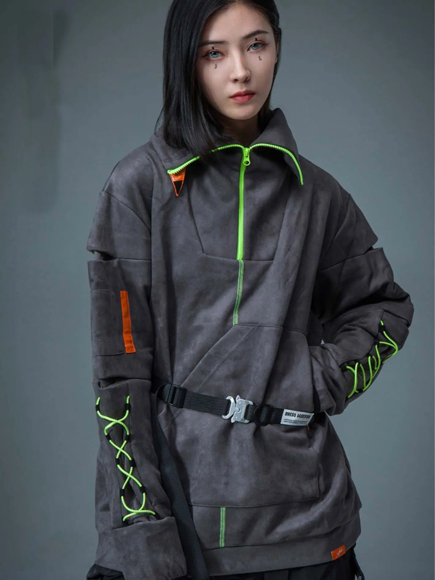 Niepce Cyberpunk Fashion Half Zip Sweatshirt
