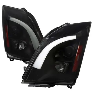 2008-2014 Cadillac CTS Switchback Sequential LED Bar Projector Headlights (Matte Black Housing/Smoked Lens)