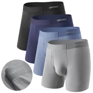 DAVID ARCHY Mens Underwear 4 Pack Silky Soft Second Skin Modal Boxer Briefs Waistfree Seamless Waistband Underwear for Men Gifts