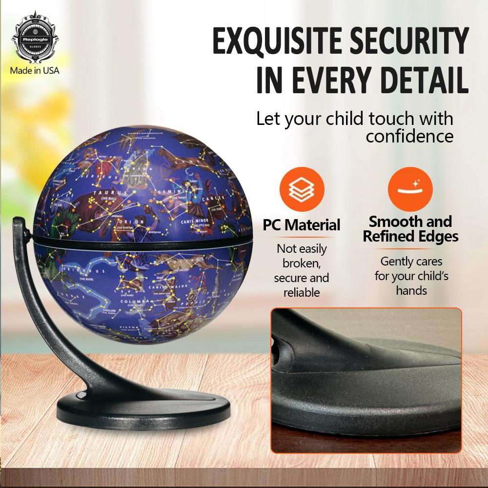 Replogle 4.3 inch Mini Interactive Celestial 720° Rotating Astronomical Globe with Constellation Nebulae for Space Exploration and Astronomy Enthusiasts Made in USA