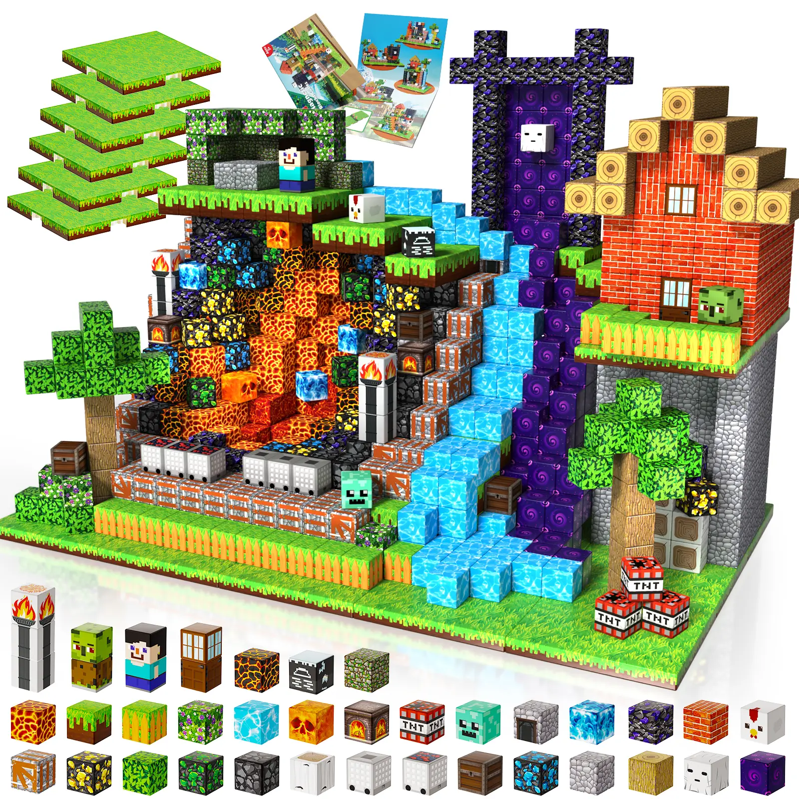 magnetic blocks 200pcs - Magnetic Building Block with 6 Baseplate, Stacking Magnets for Kids, Sensory Toy for Toddlers STEM Learning, Birthday Gifts f