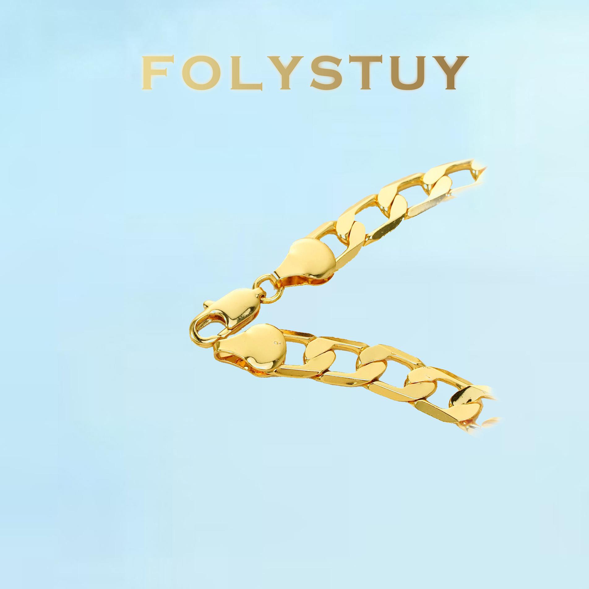 [FOLYSTUY (W168)]Mens Classic Cuban Link Bracelet, 0.31" Width 8.27" Length Statement Wrist Accessory