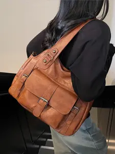 Retro versatile large-capacity women's bag | Handheld crossbody commuter bag, suitable for daily outings/work to carry items, export-style and aesthetically pleasing, Fashionable crossbody bag