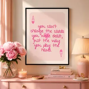 Ace Card Print Trendy Wall Art Prints Pink Wall Art Digital Prints Bar Cart Decor Wall Prints Retro Girly Bedroom Printable Art Cute PostersCanvas Poster Wall Decor, Room Decorations, Funky Home Decor,bedroom canvas poster