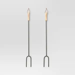2pc Marshmallow Roasting Log Tong Sticks Black - Threshold