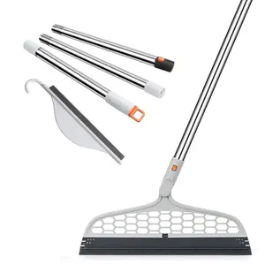 2-in-1 Adjustable Magic Broom & Mini Squeegee Set – Reusable Pet Hair Remover Extendable Handle for Cleaning Windows & Glass