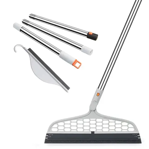 2-in-1 Adjustable Magic Broom & Mini Squeegee Set – Reusable Pet Hair Remover Extendable Handle for Cleaning Windows & Glass