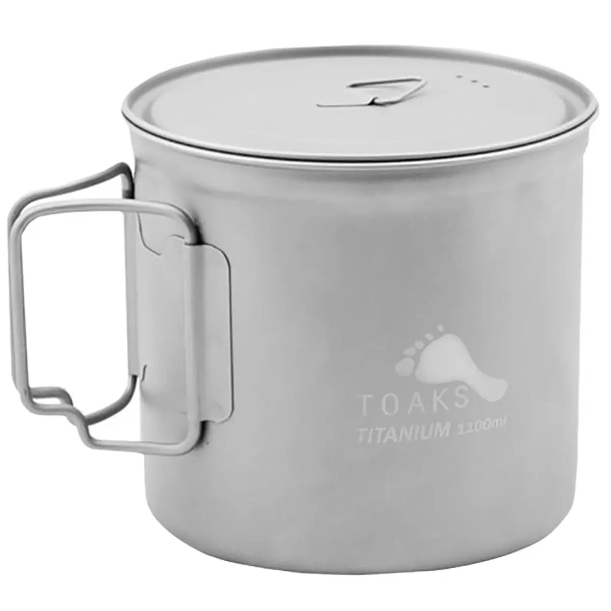Toaks Ultralight Titanium Camping Cook Pot (1100ml) for Outdoor Cooking, with Foldable Handles, Lid with Lockable Grip & Mesh Sack, Rounded Bottom Edges