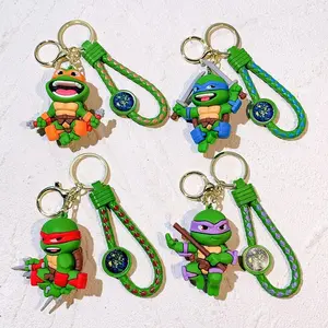 Anime Teenage Mutant Ninja Turtles Raphael Donatello Cartoon Model Doll Keyring Car Key Bag Pendant Ornament Kids Fans Gift