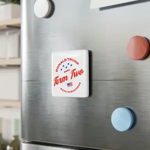 Trump Term Two Porcelain Magnet – Square Political Keepsake for Supporters