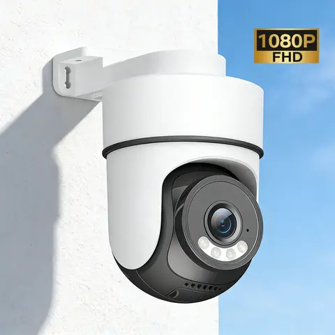 PCGVY FHD 1080P Wired-Wi-Fi Security Camera - 360° Pan-Tilt Rotating Wall Mount, IP65 Waterproof, Color Night Vision, 2-Way Audio, Remote Access, DIY Security, Smart Control 360 Panoramic AI-Powered Camera-Equipped Indoor-Outdoor Home Surveillance System,
