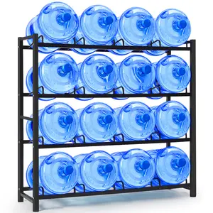 5 Gallon Water Jug Holder Stand for 16 Slots, 4 Tier 5 Gallon Water Jug Thicken Heavy-Duty Water Cooler Jug Rack for Kitchen Office Home Garages