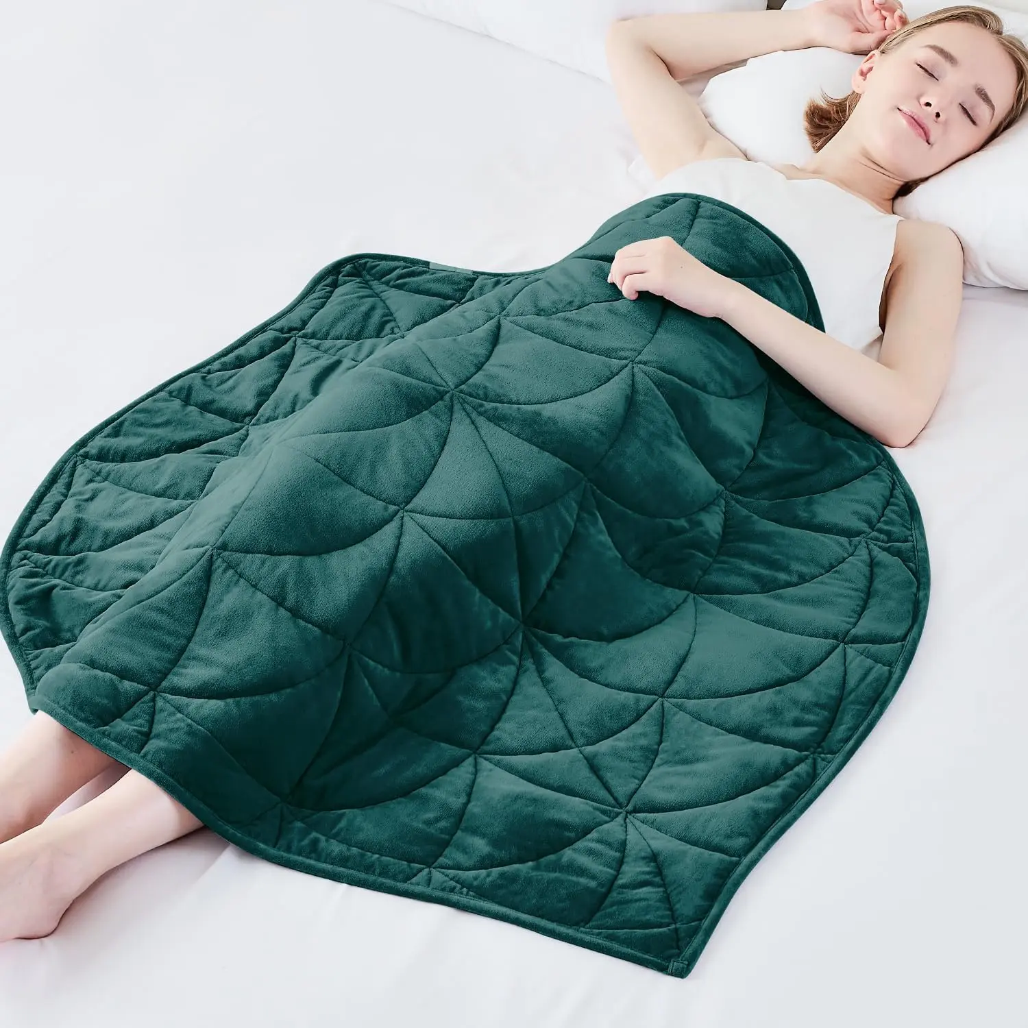 Weighted Lap Blanket 7 lbs for Adults, Luxury Soft Small Weighted Blanket, Compact Portable Weighted Lap Pad for Relaxation, Sleeping, Travel, - Use, Forest Green, 40" x 52"